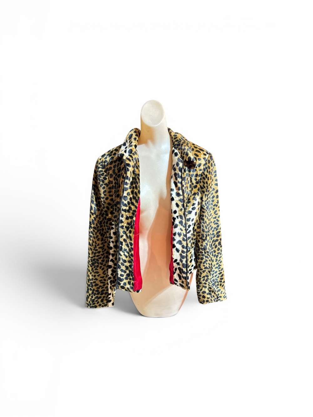 Vintage 80s Elliott Lauren Faux Fur Teddy Bear Leopard Crop Zip Up Jacket 12 XL